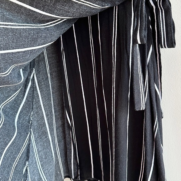 xhilaration Black and White Striped V-Neck Wrap Mini Dress, Size Small - Picture 9 of 16